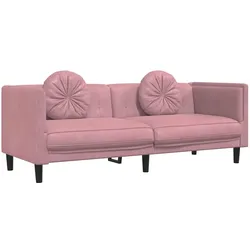 vidaXL Sofa mit Kissen 3-Sitzer Rosa Samt
