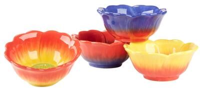 "Certified International Poppy 3-D Flower Ice Cream Bowls - 5.75"" Diam x 2.5"""