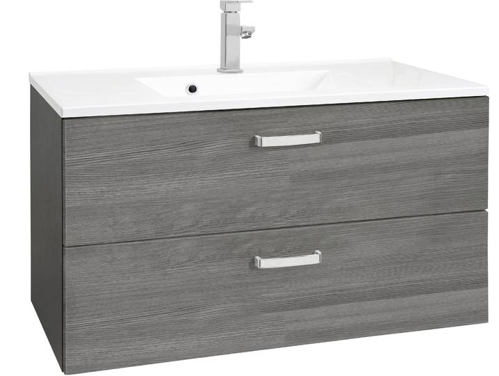 Waschtisch WELLTIME Ravenna , grau (eichefarben, silber, graphit, graphit), B:90cm H:54cm T:48cm, Waschtische, Waschtisch