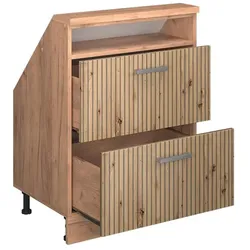 Vicco, Kommode + Sideboard, Dachschrägenschrank Rion, Artisan-Eiche/Goldkraft Eiche/Goldkraft Eiche, mit 2 Schubladen (46 x 60 x 83.80 cm)