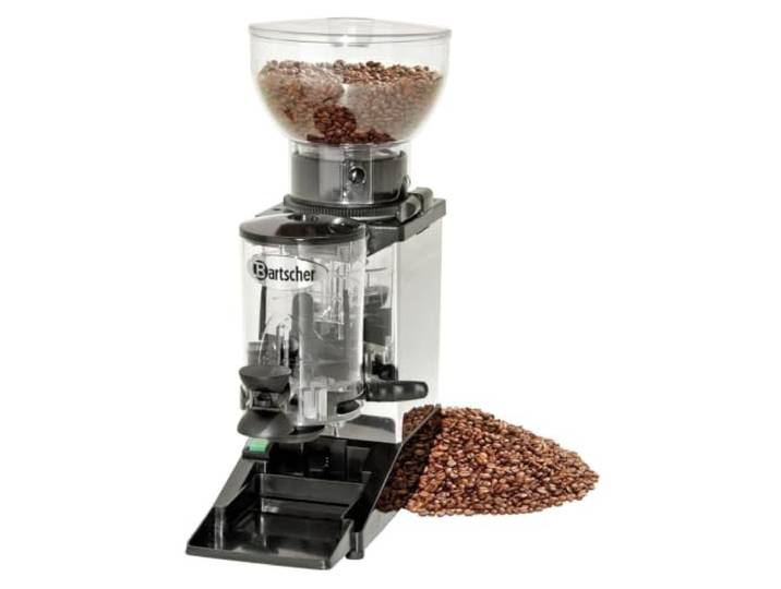 Bartscher Kaffeemühle Tauro mit Scheibenmahlwerk, stufenlos einstellbar, 1 kg Bohnenbehälter, für Siebträger, Edelstahl/Kunststoff