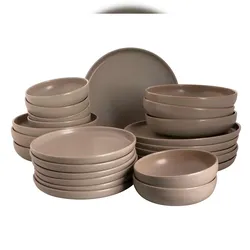 Palmer Sandy Loam Kombiservice, Steingut, Set aus 24 Teilen, für 6 Personen Gedeck, beige, sandfarben, matt, robust