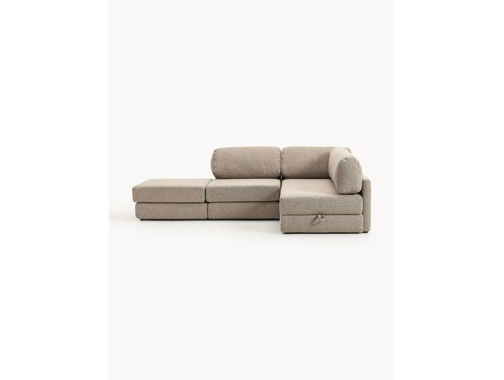 Bouclé-Eck-Schlafsofa Ladina (3-Sitzer) mit Stauraum