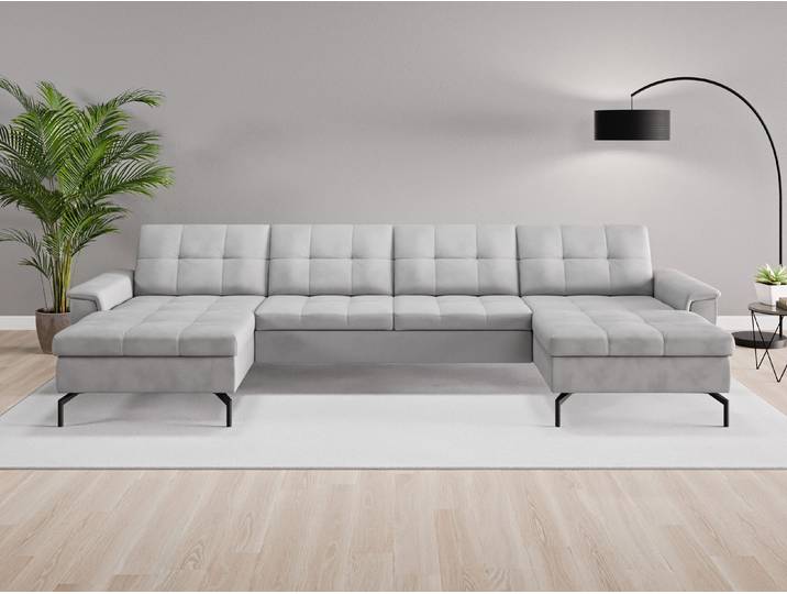 Wohnlandschaft Rio Nr. 2 - Grau (Achatgrau) - Vintage Velours