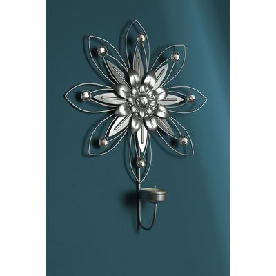 Wandblaker "Billala, silberfarben", silber (silberfarben), B:25,5cm H:5,5cm T:32cm, Metall, MYFLAIR MÖBEL & ACCESSOIRES, Kerzenhalter, modern, Landhaus, Shabby Chic, silberfarben