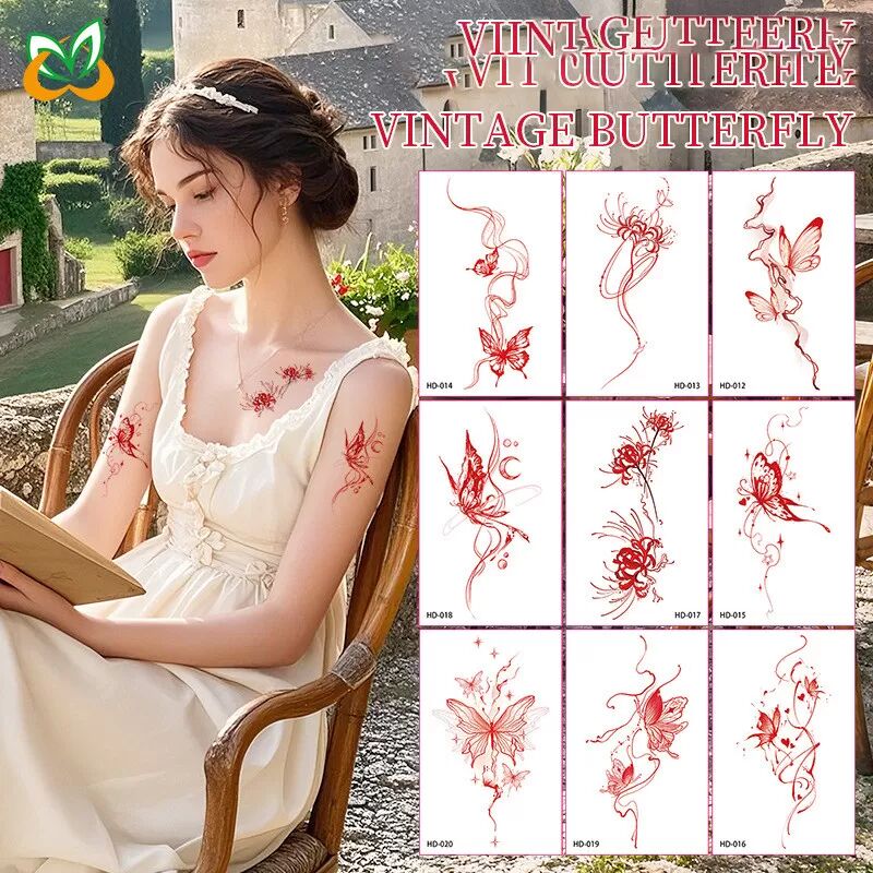 INF Vintage Schmetterling Temporäre Tattoos - 10er Set