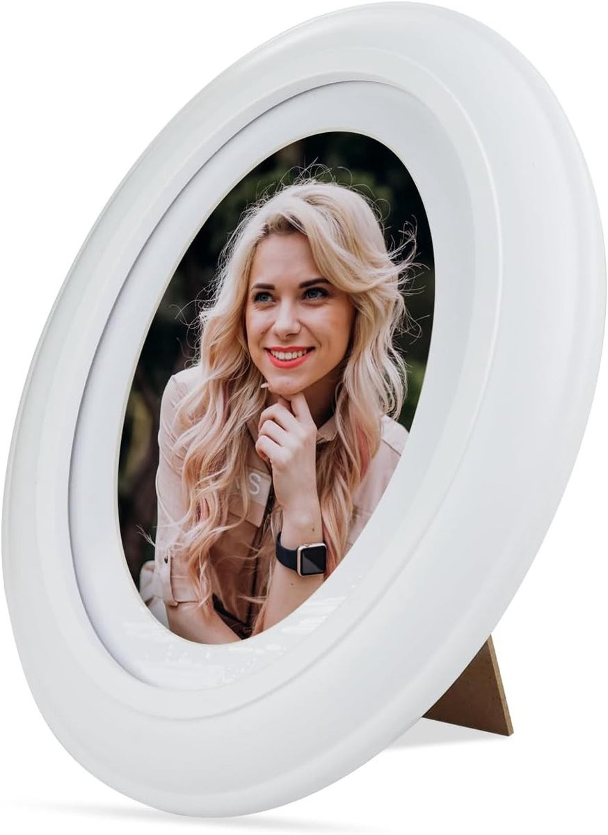 Vintage houten ovale fotolijst voor tafeldecoratie, 18 x 13 cm