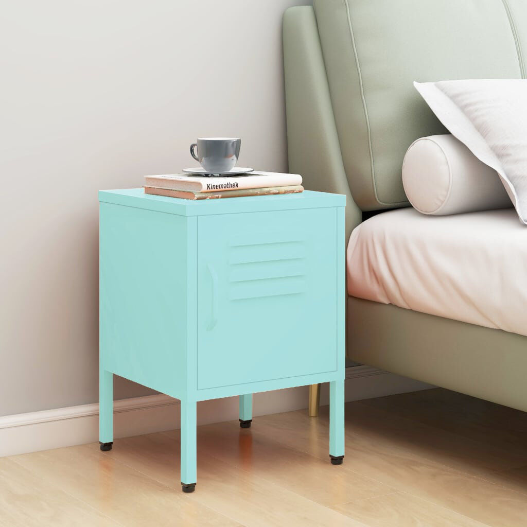 17 Stories Izzabel 35cm W Steel Bedside Table Mint Green 51cm H X 35cm W X 35cm D