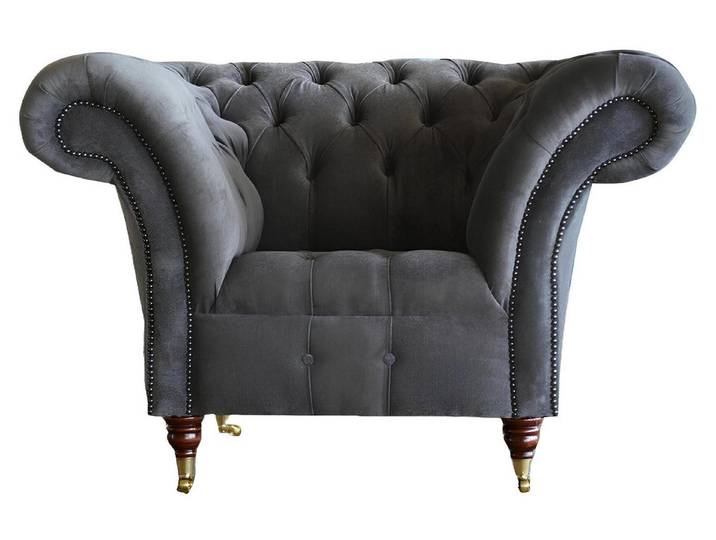 Xlmoebel Chesterfield-Sessel Luxuriöser grauer Chesterfield-Sessel für elegantes Wohnen (Sessel), Hergestellt in Europa