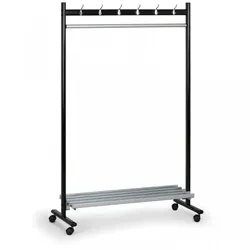 Biedrax Garderobenständer mit Haken, einseitig V4301, mit Rädern und Rost