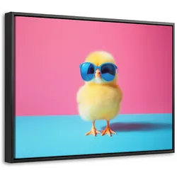 LEINWAND Bilder mit Rahmen - Chick - Sonnenbrille - Blau - 40x30