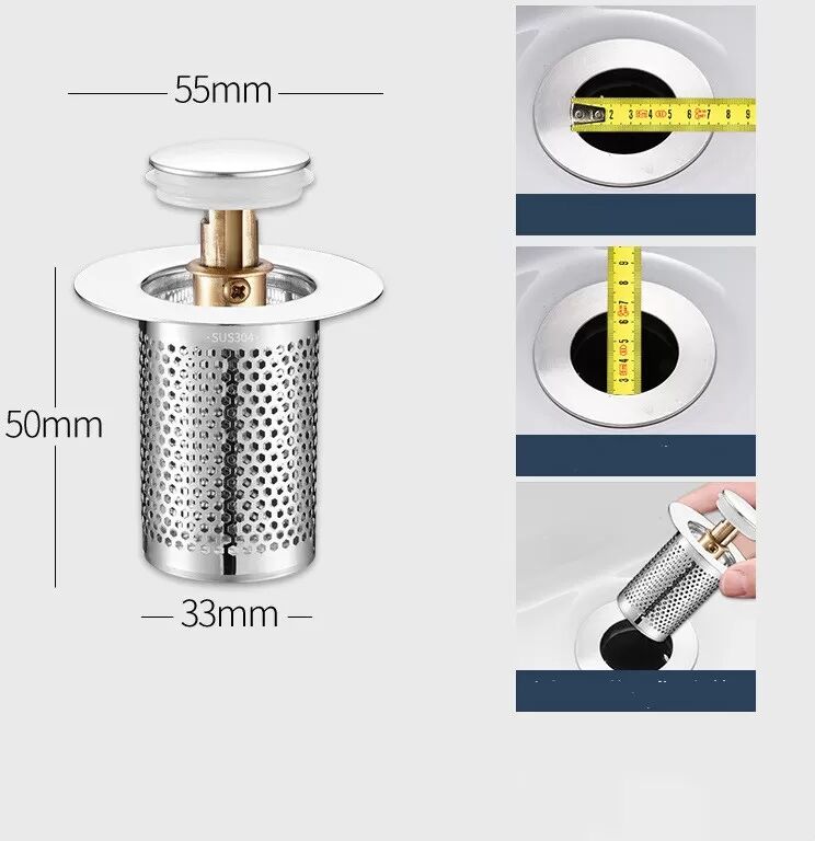 INF Bouchon de fuite pour lavabo, noyau de bouchon escamotable (court)