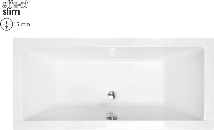 Badewanne QUADRO SLIM 165x75 mit Füßen , mit Siphon (ohne Schürze)
