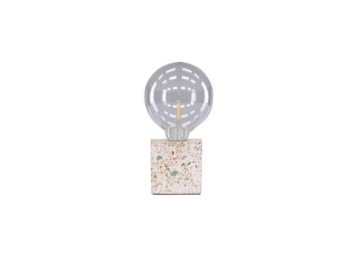 Tischlampe „Ricardo“ – Nordisches Design mit Terrazzo-Sockel in Würfelform - Grau - Luxusbetten24