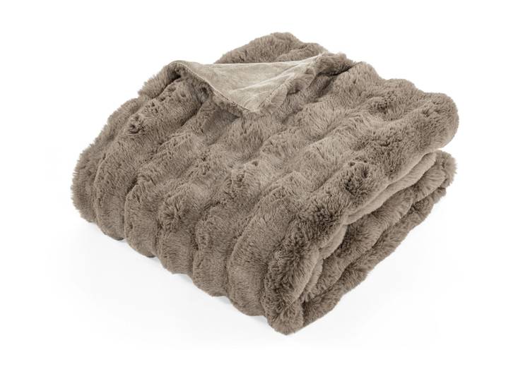 Wohndecke Tiseco Bubble Rabbit Stripe 130 x 180 cm , taupe, B:130cm L:180cm, Obermaterial: 80% Polyacryl, 20% Polyester, Wohndecken, Wohndecke