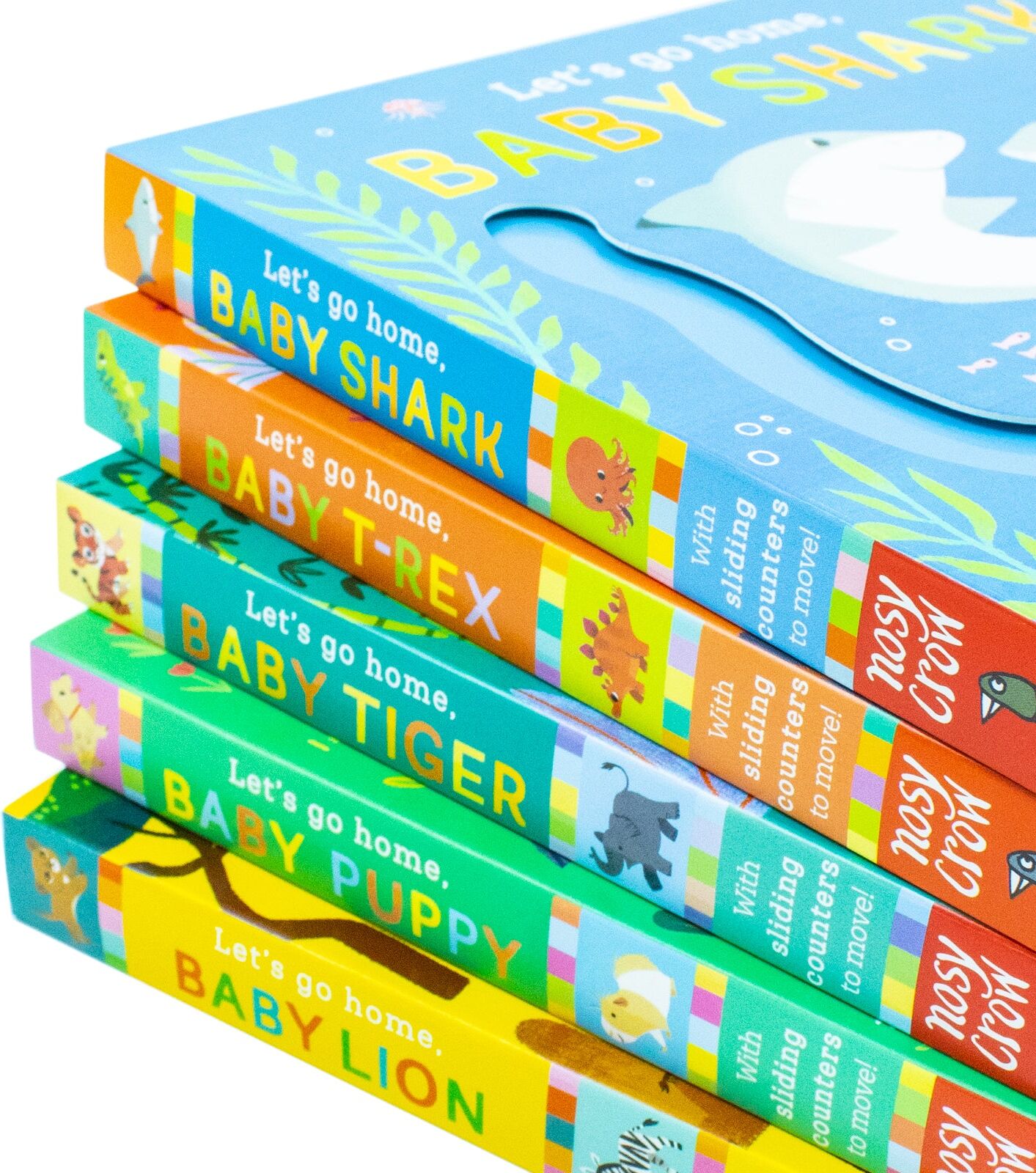 Nosy Crow Let’s Go Home Series 5 Books Collection Set (Baby Shark, Baby T-Rex, Baby Tiger, Baby Puppy, Baby Lion)