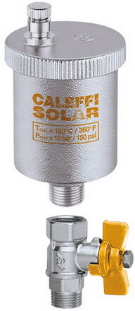 Caleffi purgeur rapide solaire 250131 3/8" AG, chromé, automatique, avec robinet d'arrêt