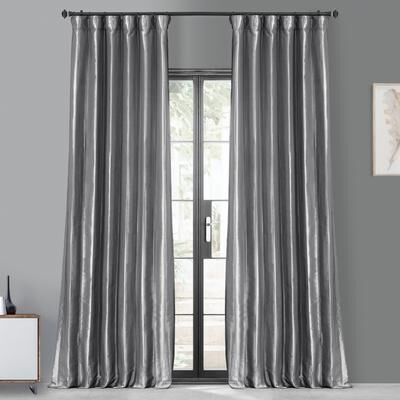Exclusive Fabrics Exclusive Fabric Faux Silk Taffeta Solid Blackout Curtain (1 Panel)