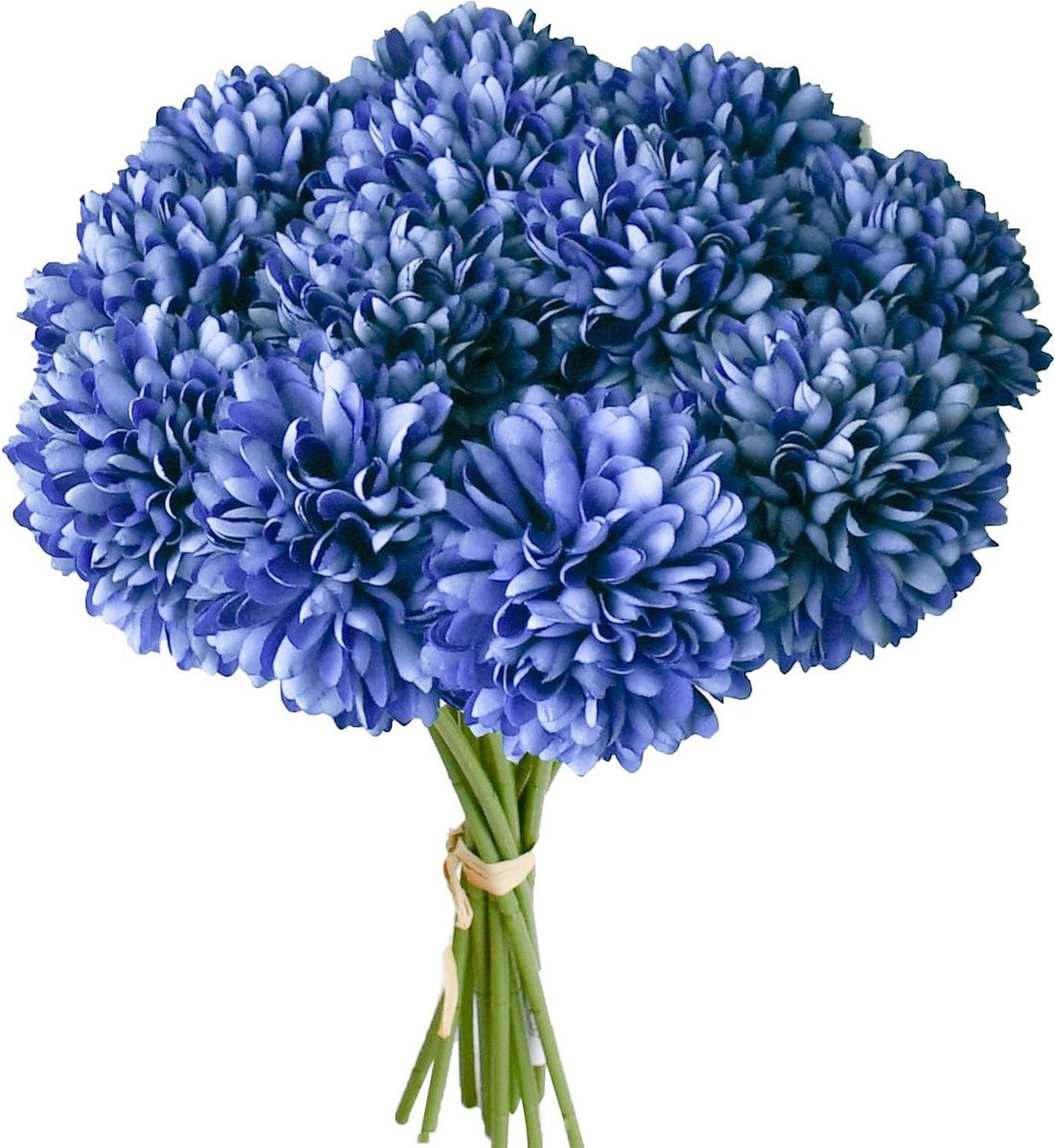 Koningsblauwe kunstchrysanten met zijden bloemblaadjes voor huisdecoratie, 32 cm
