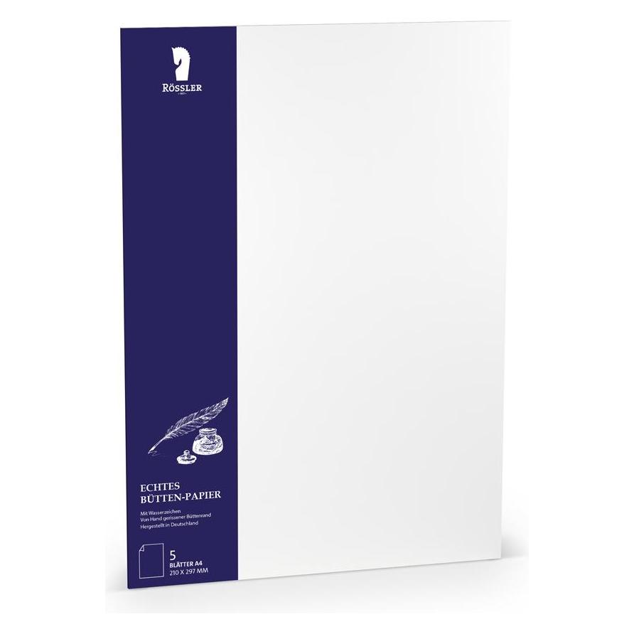 Rössler Bütten Papier weiss 5 Stück (A4, Blanko, Kein Einband) (65855110)