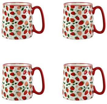 10 Strawberry Street Bella Snack Time Mugs, Set of 4