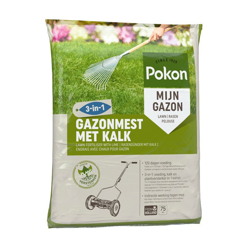 Pokon Gazonmest met kalk 3-in-1 voor 75 m2