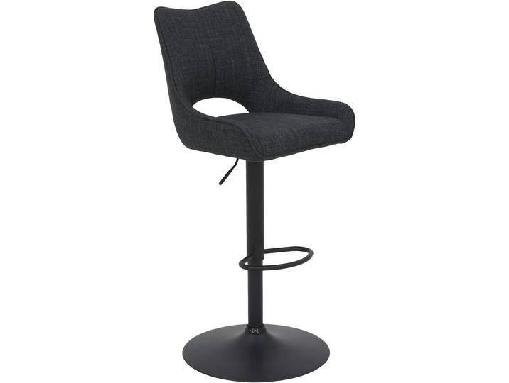 Barhocker HELA ROCKPORT , grau (anthrazit), B:50cm H:96cm T:57cm, 100% Polyester, Hocker, Barhocker, drehbar,höhenverstellbar,Gasdruckfeder,Rückenausschnitt,Tellerfuss