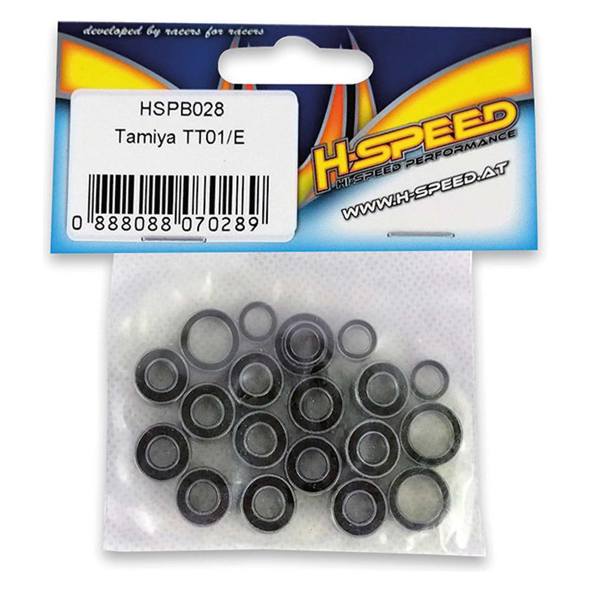 H-Speed kugellager-satz für tamiya tt-01/e 20stk. mit gummidichtung, geölt, rostfrei (HSPB028)