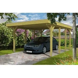Carport Friesland 397x555cm, ALU-Dacheindeckung, inkl. Anker-imprägniert (farblich unbehandelt) Holzcarport