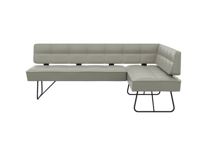 Moderano Eckbank, Hellgrau, Metall, Echtleder, Semi-Anilinleder, 230x167 cm, Fußauswahl, Typenauswahl, in verschiedenen Größen erhältlich, Esszimmer, Bänke, Eckbänke