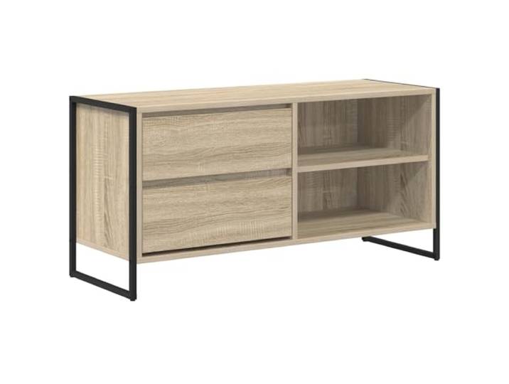Roanoer TV-Lowboard Sonoma 100x36x49,5 cm Fernsehtisch mit Schublade Kompakter TV-Ständer im Industrie-Design für Wohnzimmer und Schlafzimmer, robuster Holzwerkstoff mit Stahlbeinen.