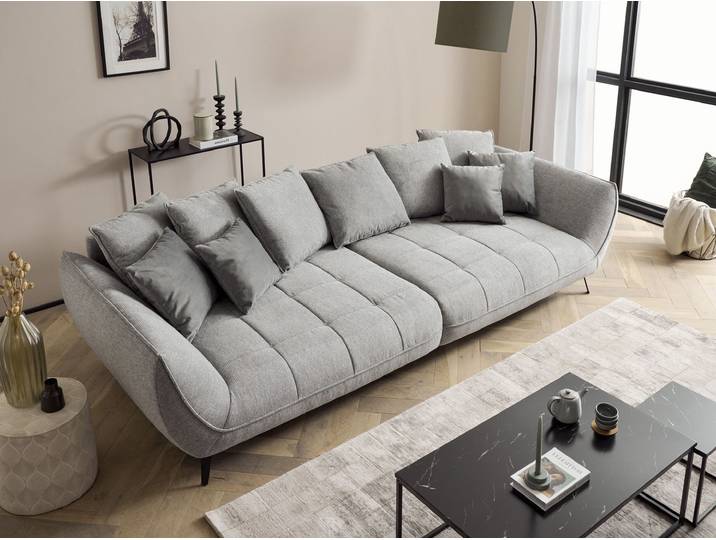 Big-Sofa EXXPO - SOFA FASHION Triton Mega Sofa,toller Sitzkomfort, Steppung im Sitz, Breite 311cm , grau (braun), B:311cm H:95cm T:130cm, Sofas, Big-Sofa, inkl.10-teiliges Kissenset,gemütliches Megasofa,viel Platz zum Relaxen