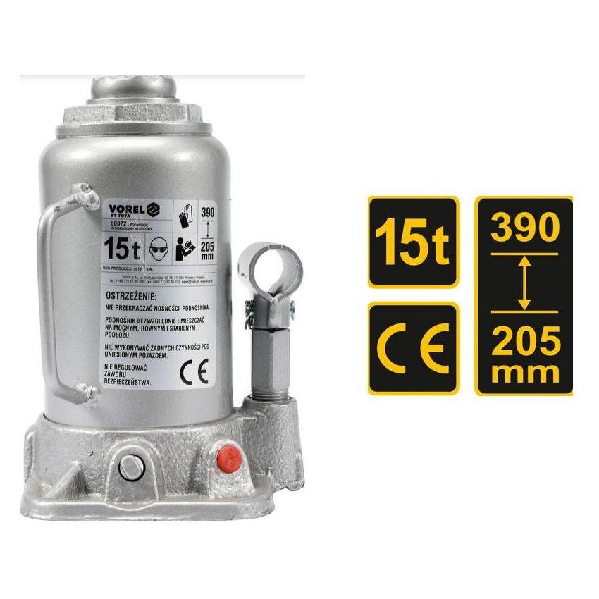 Vorel DŹWIGNIK TŁOKOWY HYDRAULICZNY 15T 205-390mm 80072 (80072)