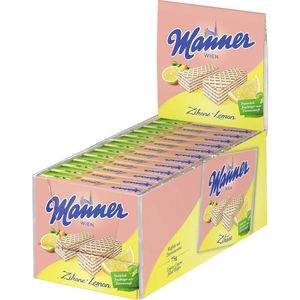 Manner Waffeln Zitronencreme Schnitten, laktosefrei & vegan, mit Zitronencreme, einzeln verpackt, 900 g, 12 Stück