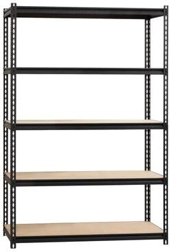 "Iron Horse 2300 lb Riveted Shelving, 5-Shelf, 72""Hx48""Wx24""D, Black"