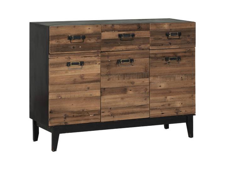 Livetastic Sideboard, Natur, Schwarz, Holz, Metall, Tanne,Tanne, massiv, 2 Fächer, 3 Schublade(n) Schubladen, 120x90.5x41 cm, Fsc, Holzmöbel, Kleinmöbel Holz, Holzkommoden, Sideboards Holz