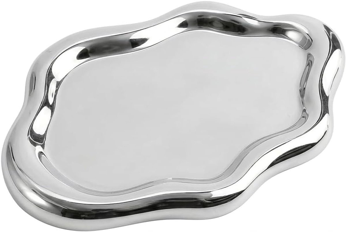 Zilverkleurige keramische sieradenschaal voor ringen, oorbellen en kettingen