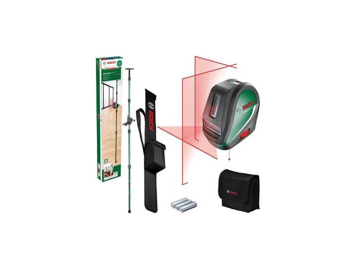 Lasermessgerät BOSCH Universal Level 3 Maxi-Set , grün (grau), B:2,2cm H:3,8cm, Lasermessgeräte, Lasermessgerät