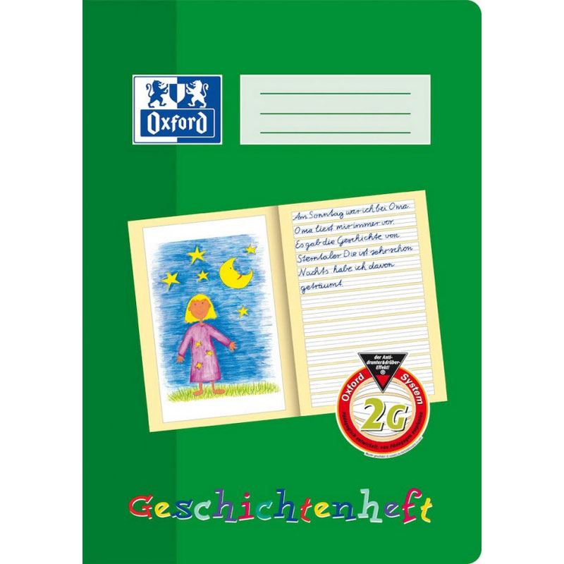 OXFORD Geschichtenheft Lineatur 2G blanko DIN A4 ohne Rand, 16 Blatt