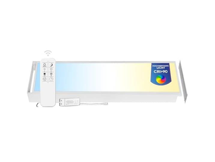 LECOM LED Panel 120x30 Dimmbar 3000-6000K CRI90 Fernbedienung Aufbaurahmen