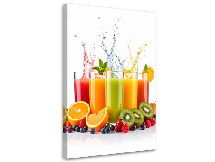 Feeby Leinwandbild Bunte Fruchtsäfte 60x90cm, Mehrfarbig, Essen/Getränk, Rechteckig, 60x90 cm, Bilder & Rahmen, Bilder, Leinwandbilder