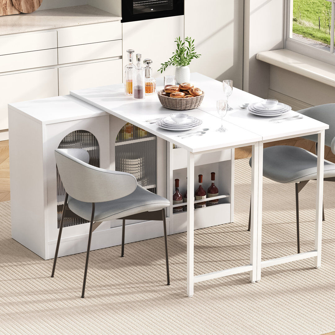 17 Stories 121 cm Extendable Rectangular Dining Table White
