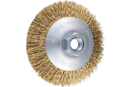 PFERD TOOLS Kegelbürste ungezopft KBU Ø 100x10mm M14 vermessingter Stahl-Litzen-Draht-Ø 0,20mm Winkelschleifer POS KBU 10010/M1