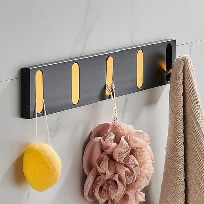 Uplift Treasures Invisible Folding Wall Hook Rack Organizer black Gold 5 Hooks