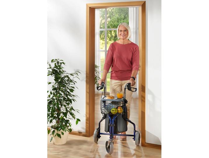 Wohnungs-Rollator mit anatomisch geformten Handgriffen, Blau