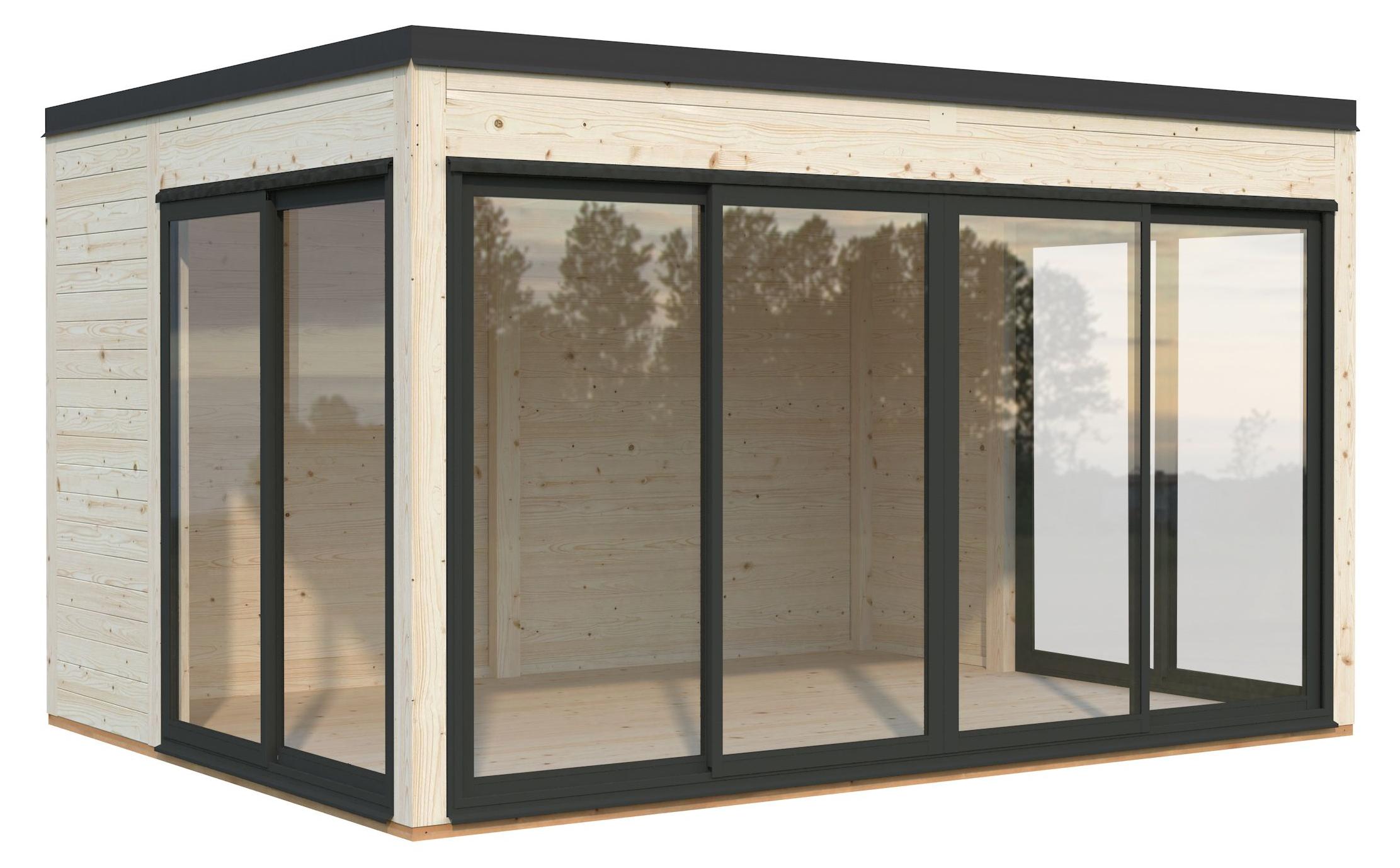 Palmako Gartenhaus Serena 12,6 m² Set 2 Slide - 44 mm naturbelassen