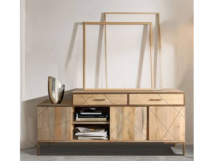 Sideboard 175x77cm 'Houston' Mango natur & goldfarbig