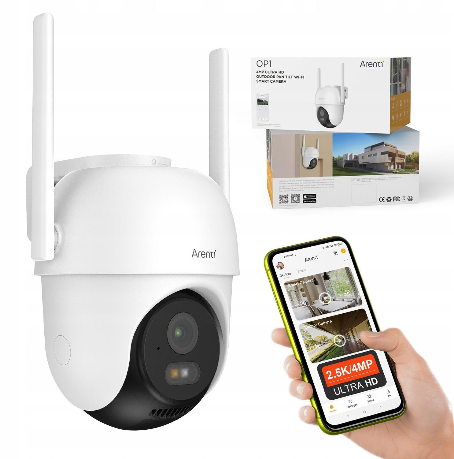 Arenti AInanny A4 Baby Monitor Kit met 2x 4MP Wi-Fi camera's en LCD-scherm