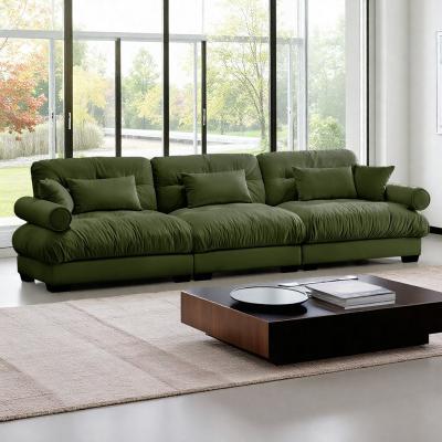Velvet Oversized Modular Sofa with Bolstered Armrests, and Deep Seat