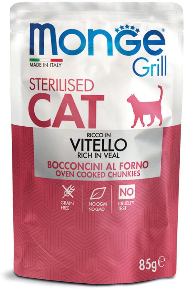 Monge Grill Cat Sterilised Busta Multipack 28x85G VITELLO